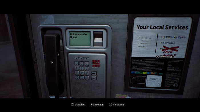 Am Telefon können wir den Spielstand sichern. (Bild: Konami / Screenshot: Golem)